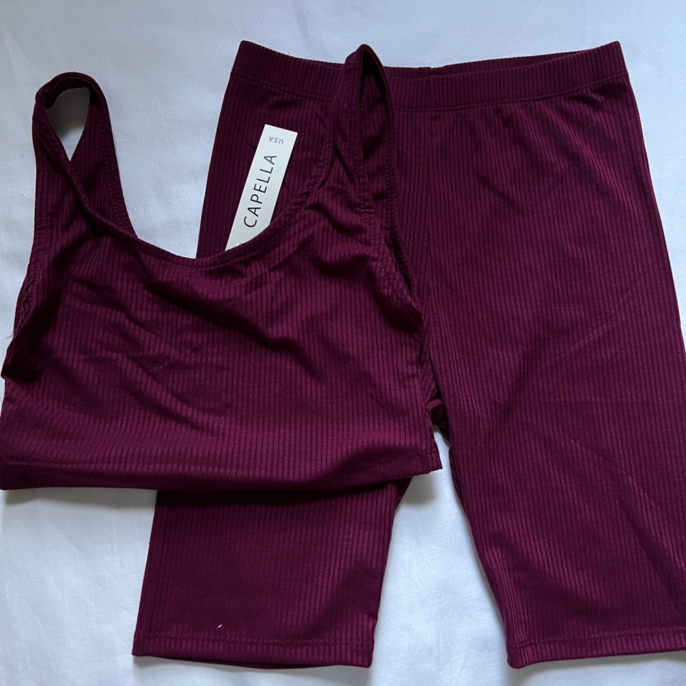 NWT Coord Set — Crop Top and Biker Shorts Matching Set